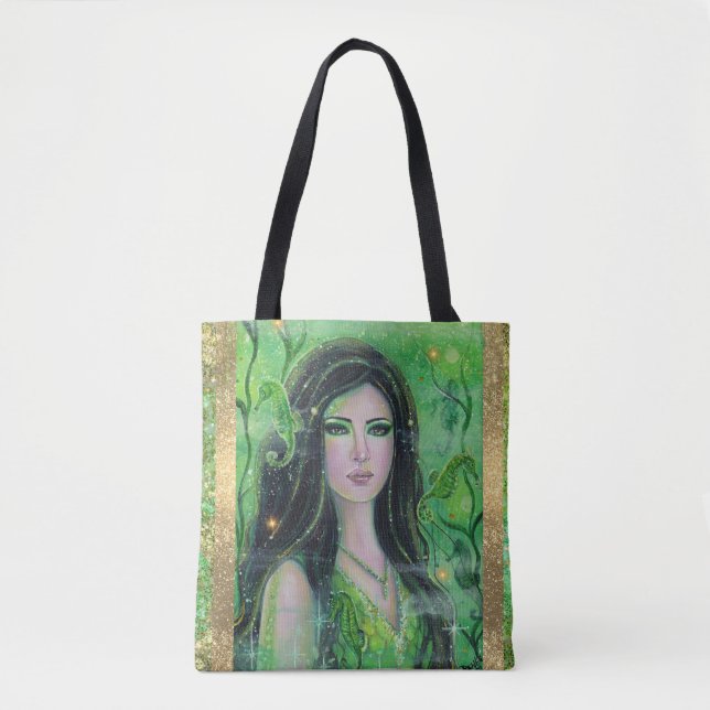 Bolsa Tote Sereia Peridot Verde por Renee Lavoie (Frente)