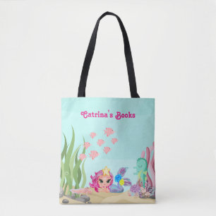 Bolsa Tote Sereia Personalizada e Axolotl