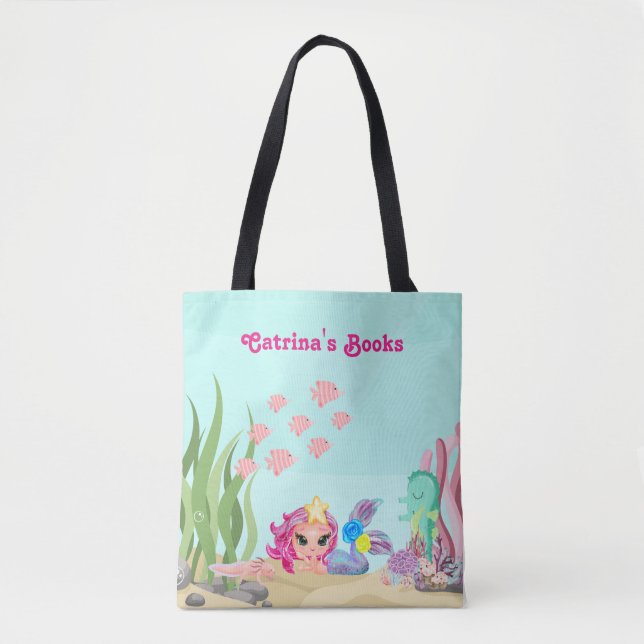 Bolsa Tote Sereia Personalizada e Axolotl (Frente)