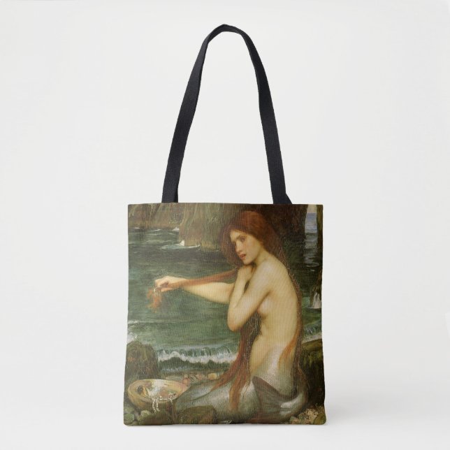 Bolsa Tote Sereia por John William Waterhouse (Frente)