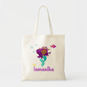 Bolsa Tote Sereia Princesa Afro-Americana Personalizada