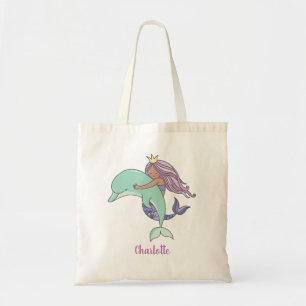 Bolsa Tote Sereia Púrpura Tan com Golfinho