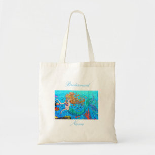Bolsa Tote Sereia redheaded da azul-cauda da dama de honra
