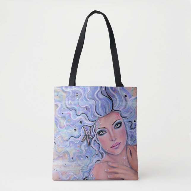 Bolsa Tote Sereia soletra fantasia arte em saco de Renee (Frente)