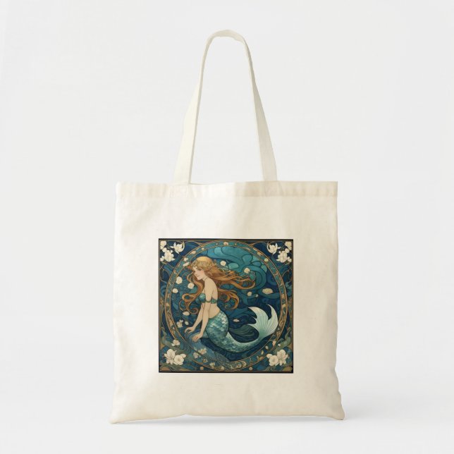 Bolsa Tote Sereid Art Nouveau Art Deco Estilo Azul (Frente)