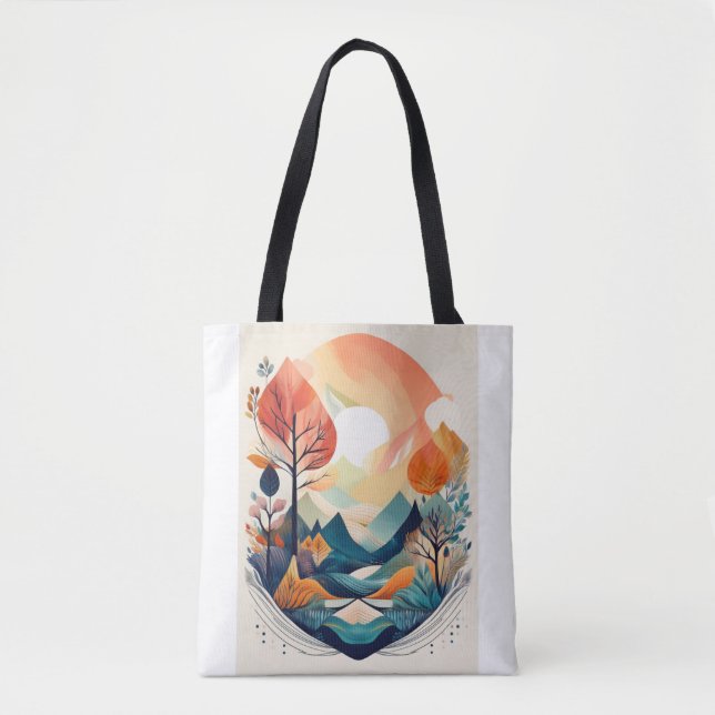 Bolsa Tote Serene Autumn Scense: Impressão da Natureza Artíst (Frente)
