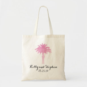 Bolsa Tote Serene Palm Tree Watercolor   Saco de Convidado Ca
