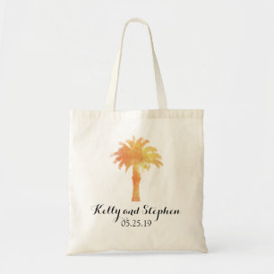 Bolsa Tote Serene Palm Tree Watercolor   Saco de Convidado Ca