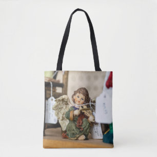 Bolsa Tote Serene Reading Angel Figurine