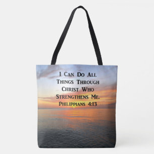 BOLSA TOTE SERENE SUNRISE PHILIPIANS 4:13 SCRIPTURE FOTO
