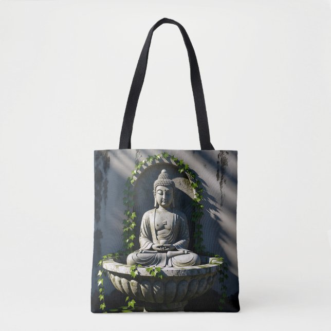 Bolsa Tote Serene Tranquil Buda Fountain (Frente)