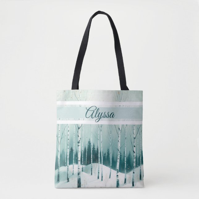 Bolsa Tote Serene Winter Birch Forest (Frente)