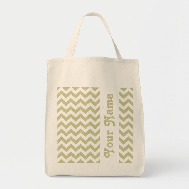 Bolsa Tote Serengeti Safari Chevron com nome personalizável (Frente)
