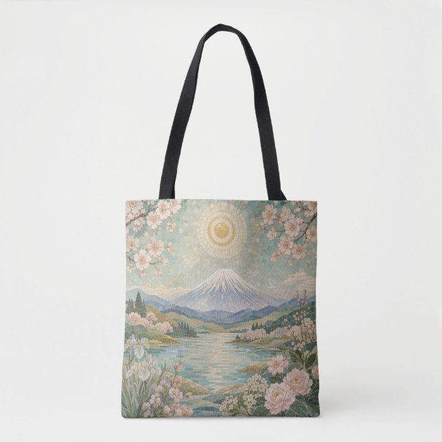 Bolsa Tote Serenidade da Primavera em Mosaico (Frente)
