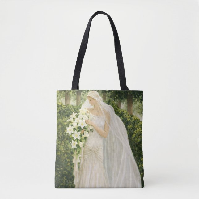 Bolsa Tote Serenity in Ivory: A Bride in a Garden Reverie (Frente)