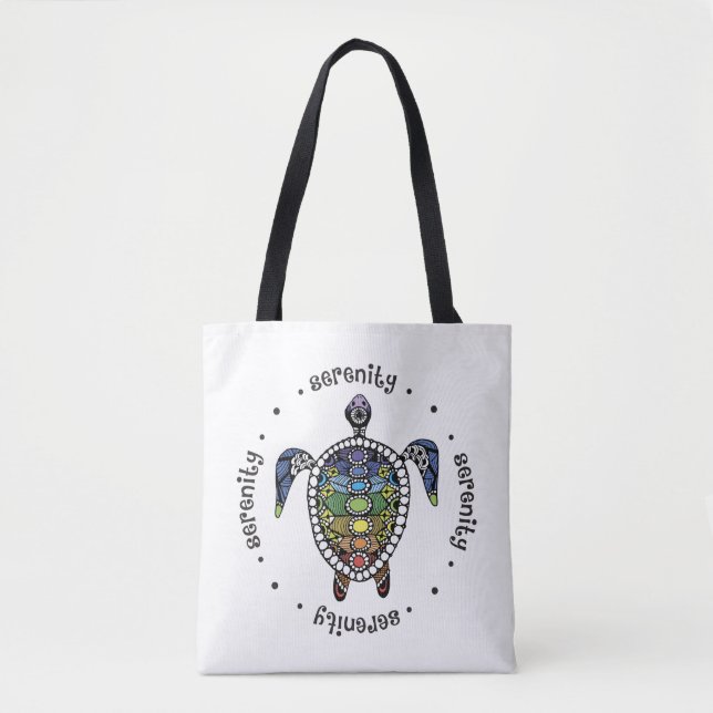 Bolsa Tote Serenity Turtle Chakras (Frente)