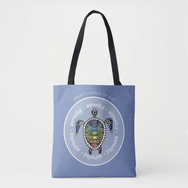 Bolsa Tote Serenity Turtle Chakras Personalizado (Frente)