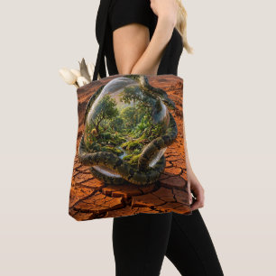 Bolsa Tote Serpente & a Orbe do Éden Paisagem Surrealista de