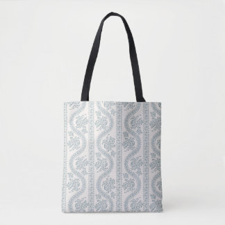Bolsa Tote Serpentina Floral Azul Cinza, Osso