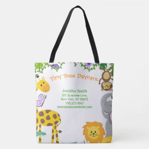 Bolsa Tote Serviço de creche para crianças - Jungle Animal Bu