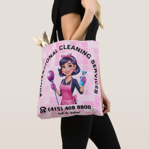 Bolsa Tote Serviço de Limpeza Janitorial Pink Maid