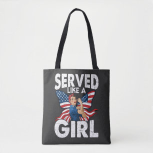 Bolsa Tote Serviu Como Uma Menina Veterana Militar Mulheres