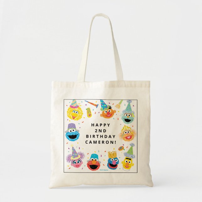 Bolsa Tote Sesame Street Pals Confetti Aniversário (Frente)