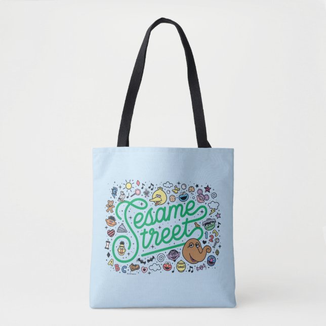 Bolsa Tote Sésamo Sésamo | Sesame Street Green Doodle Script (Frente)