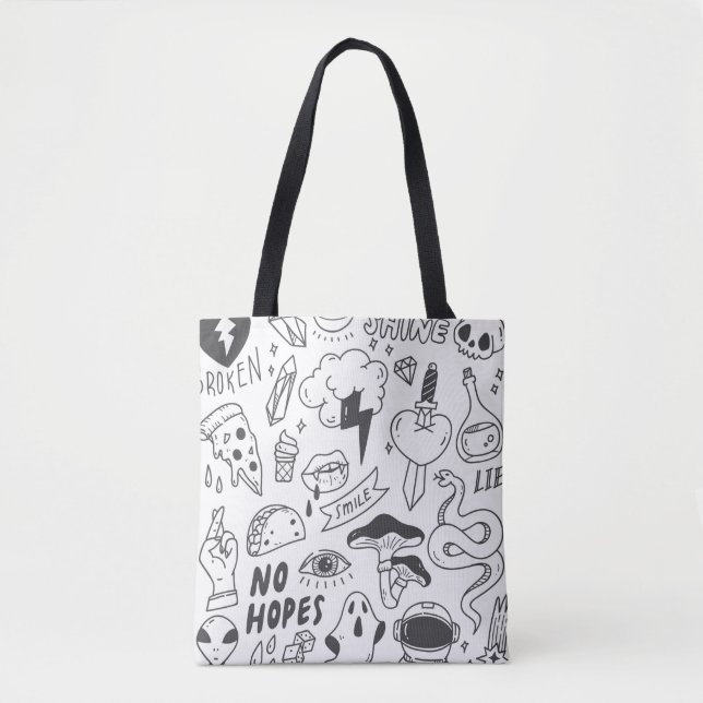 Bolsa Tote Set of cute graffiti doodle (Frente)