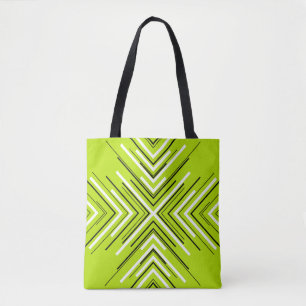 Bolsa Tote Setas em Verde limão, Preto e Branco