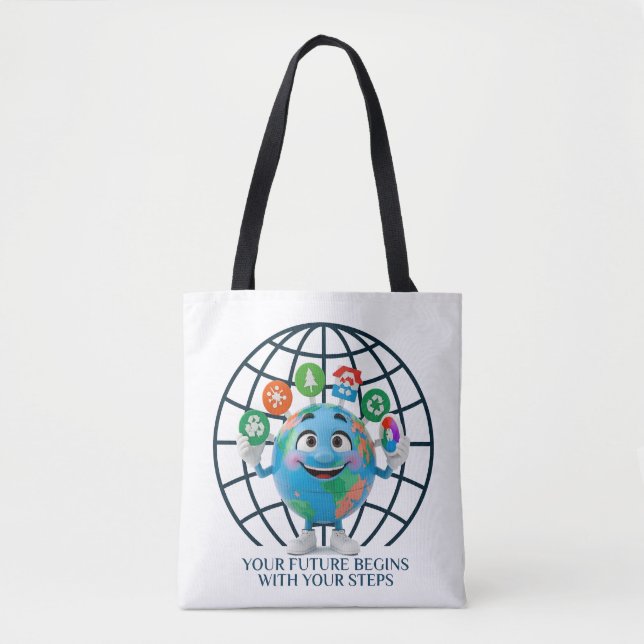 Bolsa Tote Seu Futuro Seus Passos Dia da Terra (Frente)