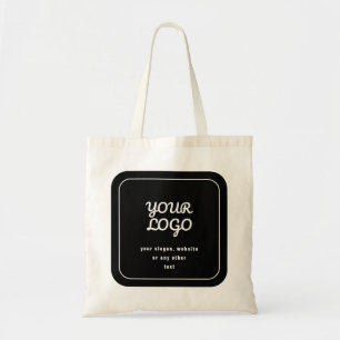 Bolsa Tote Seu logotipo e slogan ou outro texto Preto e bra