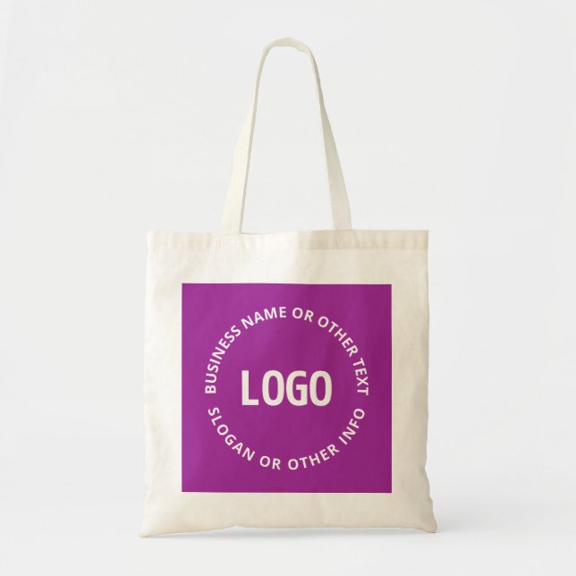 Bolsa Tote Seu logotipo e texto personalizável | Violeta Roxo (Frente)