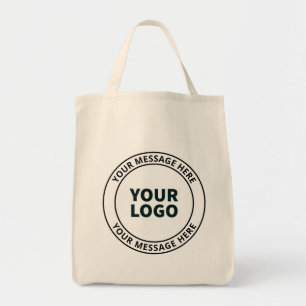 Bolsa Tote Seu logotipo enviado + texto circular editável