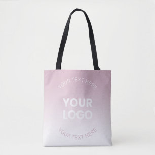 Bolsa Tote Seu Logotipo Moderno Rosa Pó e Branco Ombre