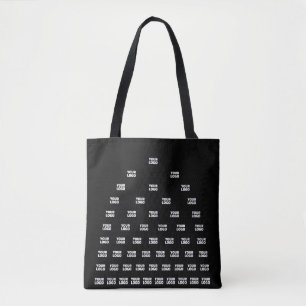 Bolsa Tote Seu logotipo padrão de arco único   Preto (editáve