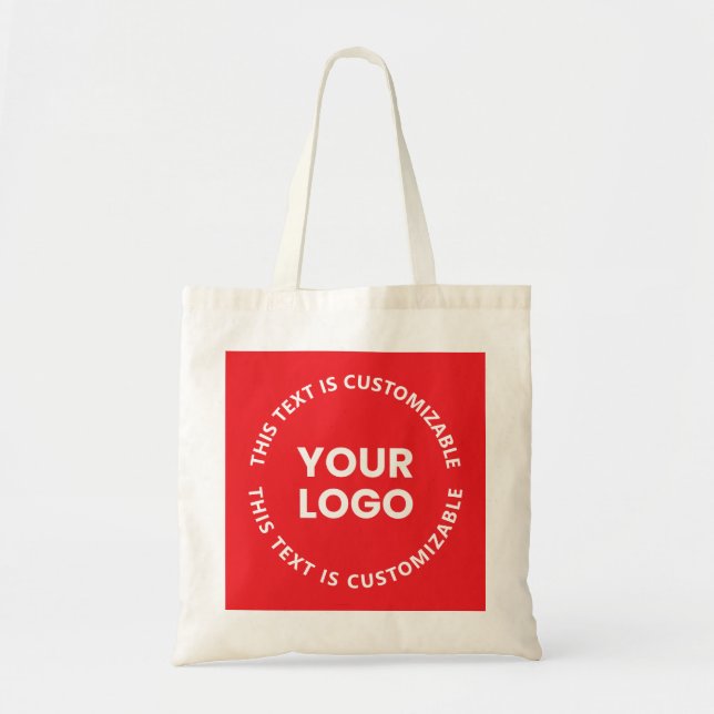 Bolsa Tote Seu logotipo/qualquer imagem carregada e texto cir (Frente)