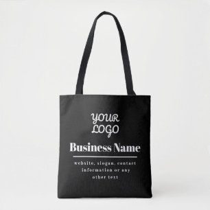Bolsa Tote Seu Logotipo Retro-Moderno Preto e Branco