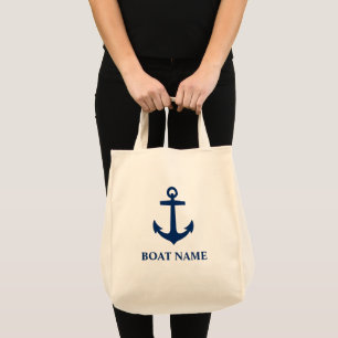 Bolsa Tote Seu Nome De Barco Âncora Clássica Comprador Ecol