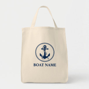 Bolsa Tote Seu Nome De Barco Rope Anchor Compras Ecológicas