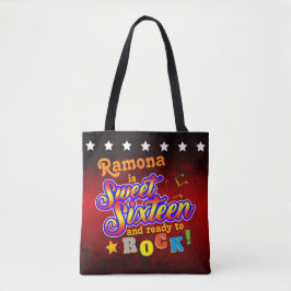 Bolsa Tote Seu nome e data no Ready to Rock Sweet 16