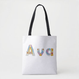Bolsa Tote Seu nome em letras florais artísticas / Ava