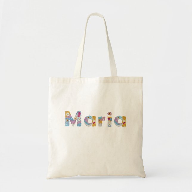 Bolsa Tote Seu nome em letras florais artísticas / Maria (Frente)