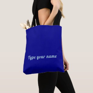 Bolsa Tote Seu nome na fonte azul clara em azul comum