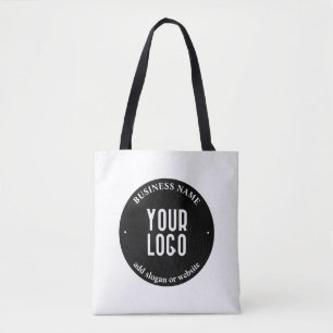 Bolsa Tote Seu Texto & Logotipo Carregado   Preto e Branco Ed