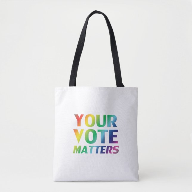 Bolsa Tote "seu voto é importante" orgulho clgbtq lgbt arco-í (Frente)