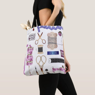 Bolsa Tote Sewing do vintage & decoração da costureira