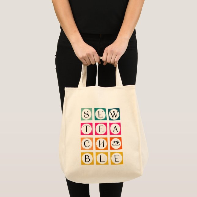 Bolsa Tote Sewteachable Colorful Squares (Frente (produto))