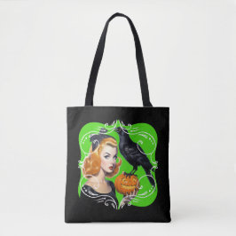 Bolsa Tote Sexy Halloween Girl e Raven