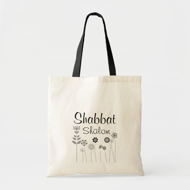 Bolsa Tote Shabbat Shalom Personalizado Floral (Frente)